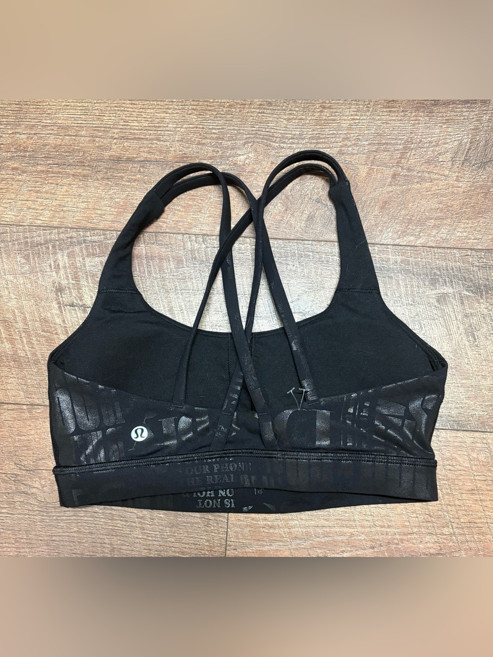 The LuLulemon Energy Black Manifesto Athletic Sports Bra Size 6 - Picture 2 of 4